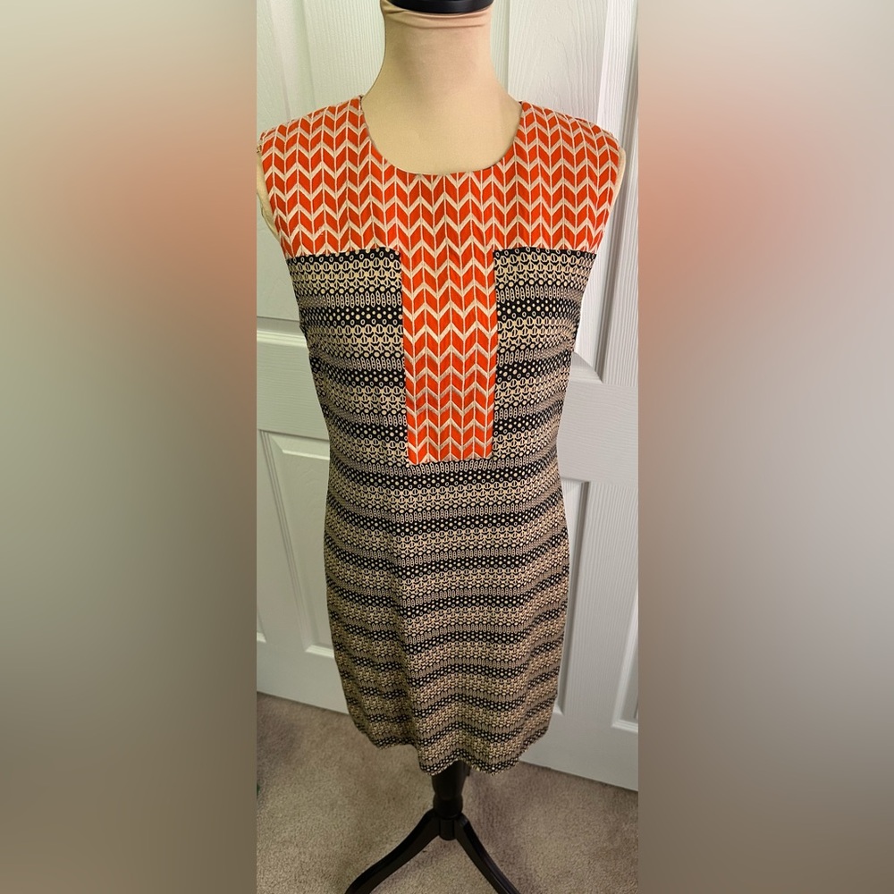 THML Vibrant Orange and Black Patterned Dress